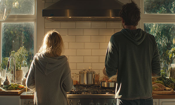 couple cooking in the kitchen